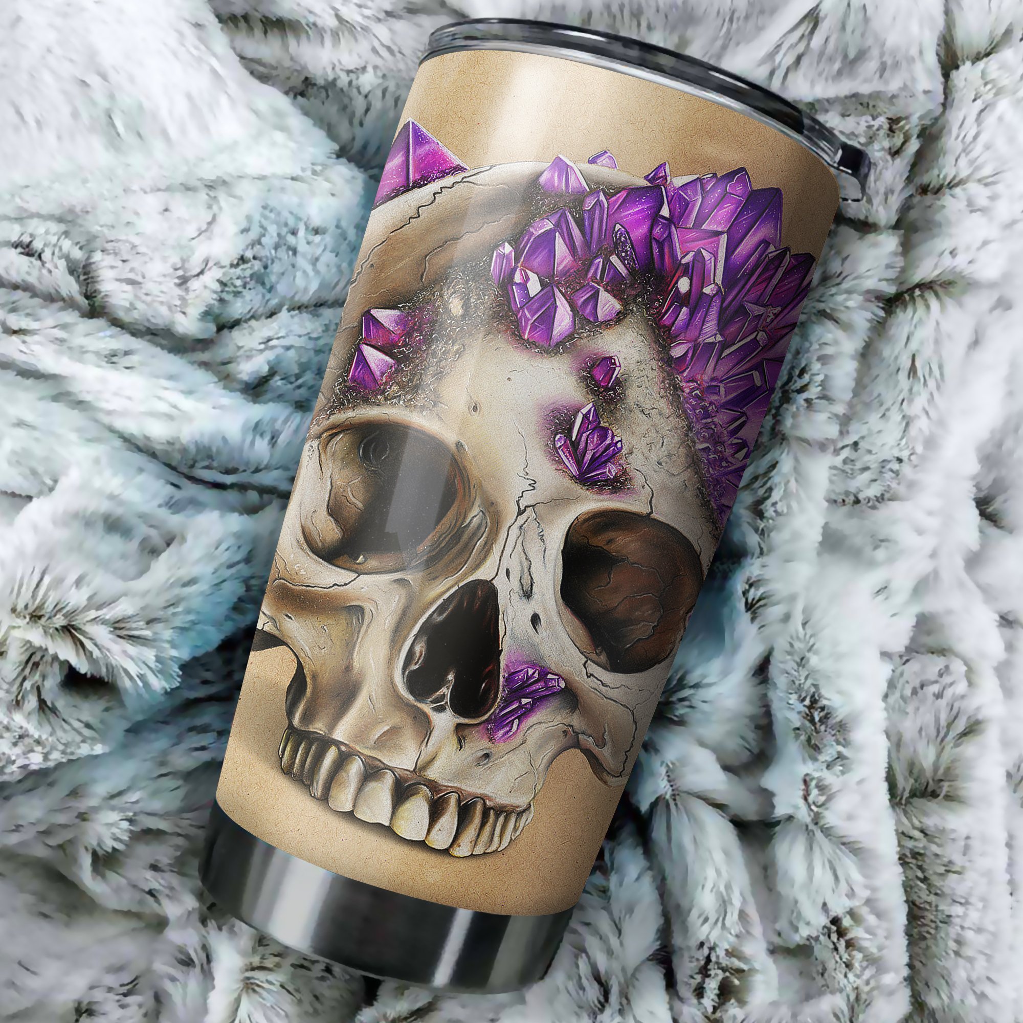 Crystal skull purple full printing steel tumbler 4