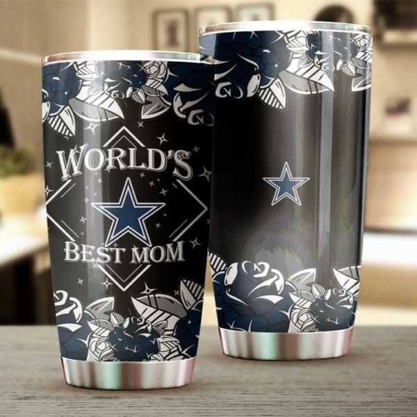 Dallas cowboys world's best mom all over printed steel tumbler 1
