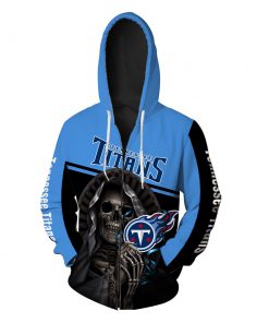 Death skull hold tennessee titans full over print zip hoodie