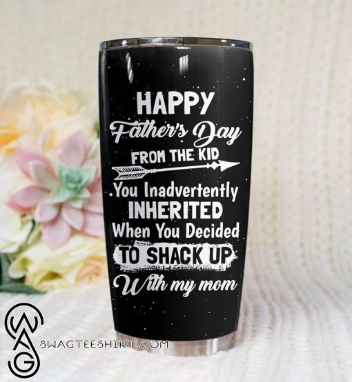 From the kid happy father's day all over printed steel tumbler