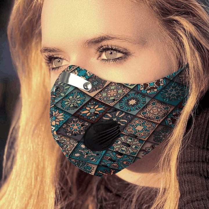 Hippie pattern carbon pm 2,5 face mask 1