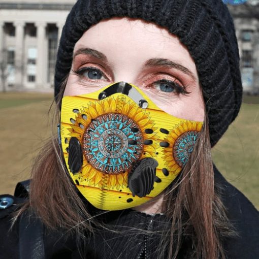 Hippie sunflower filter carbon pm 2,5 face mask 1
