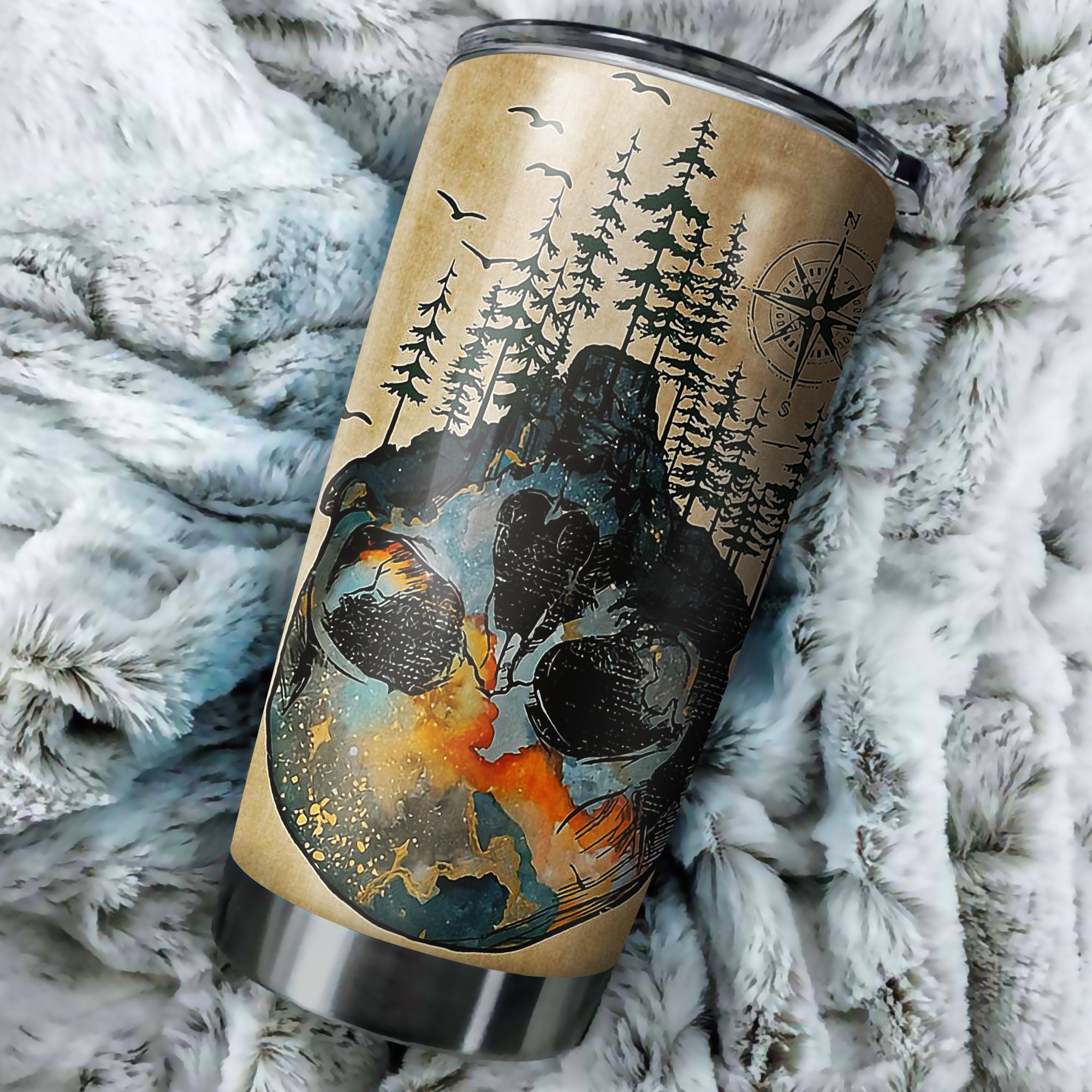 Into the forest i go to lose my mind and find my soul forest skull tumbler 4