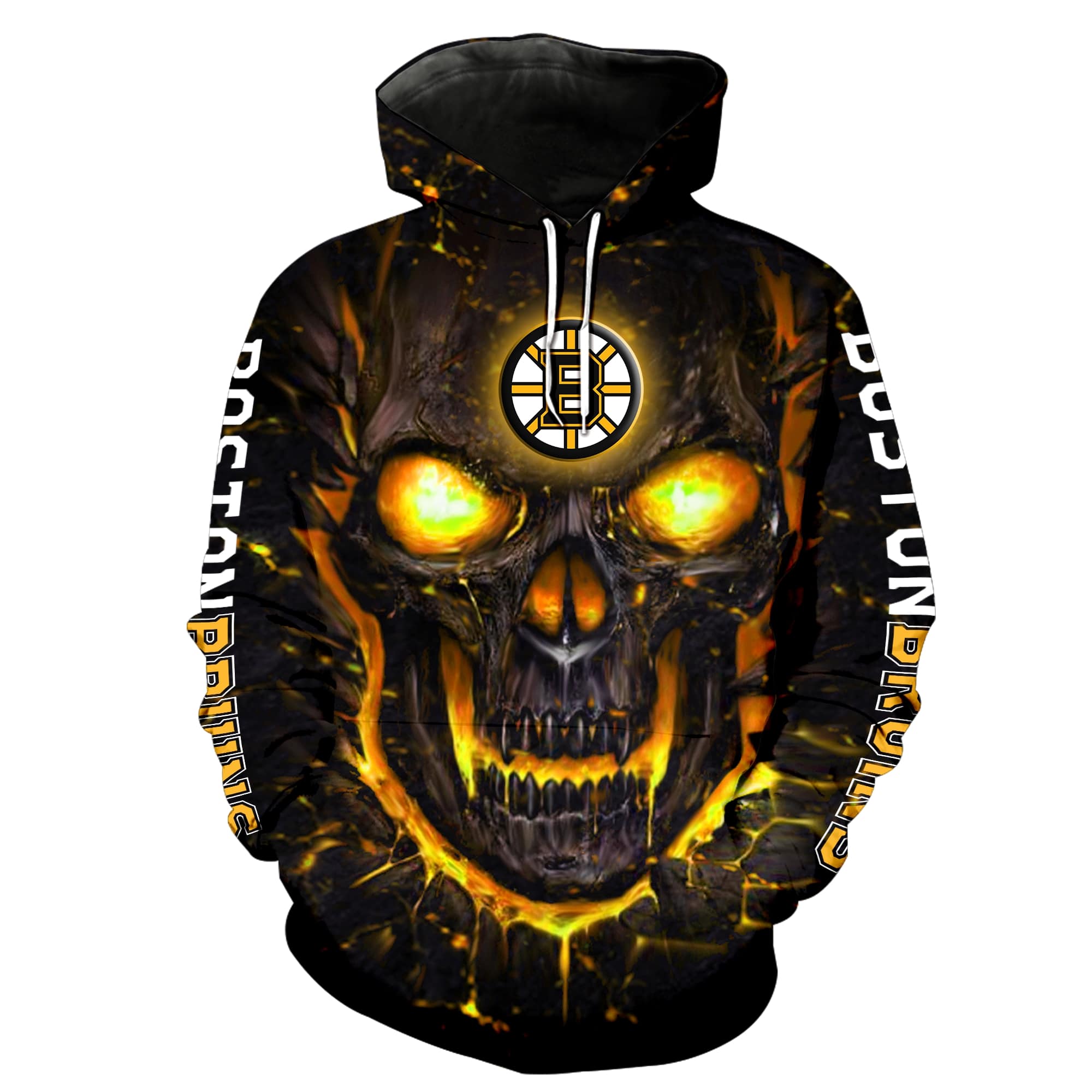 Lava skull boston bruins full over printed hoodie