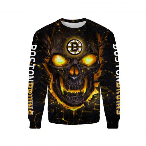 Lava skull boston bruins full over printed sweatshirt