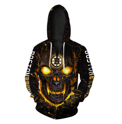 Lava skull boston bruins full over printed zip hoodie