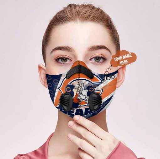 Personalized charlie and snoopy chicago bears filter activated carbon face mask 1