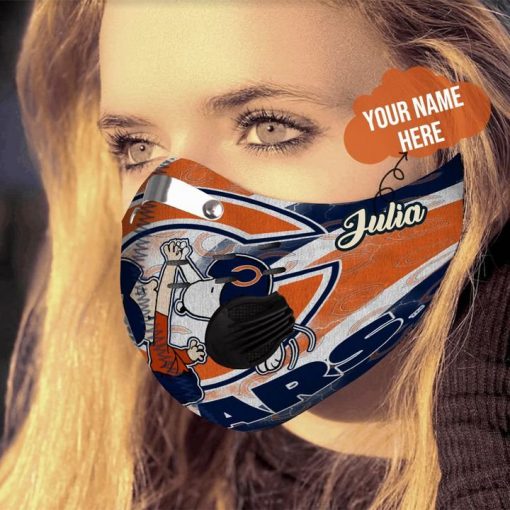 Personalized charlie and snoopy chicago bears filter activated carbon face mask 3