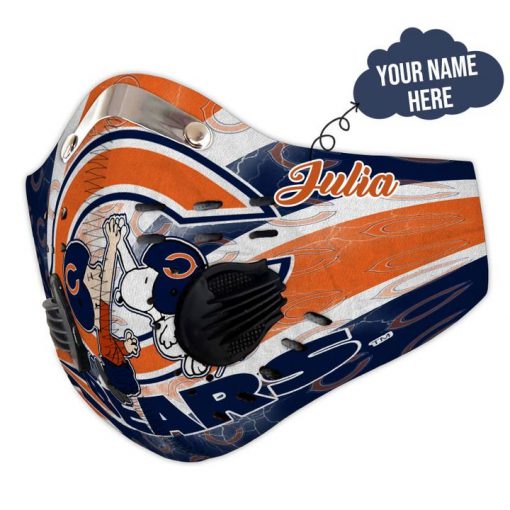 Personalized charlie and snoopy chicago bears filter activated carbon face mask 4