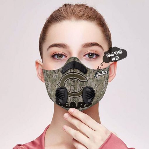 Personalized chicago bears camo filter activated carbon face mask 1