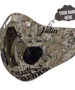 Personalized chicago blackhawks camo filter activated carbon face mask 4