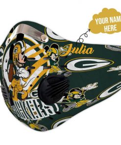 Personalized mickey mouse green bay packers filter activated carbon face mask 4