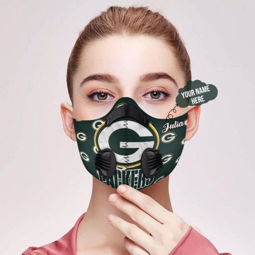 Personalized nfl green bay packers team filter activated carbon face mask 1