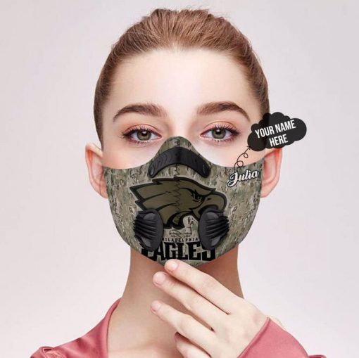 Personalized philadelphia eagles camo filter activated carbon face mask 1