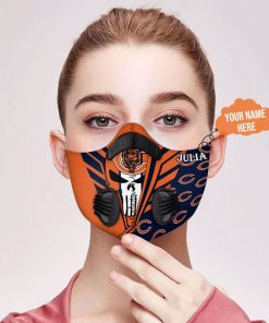 Personalized skull chicago bears filter activated carbon face mask 1