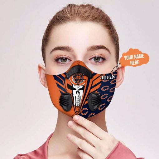 Personalized skull chicago bears filter activated carbon face mask 1