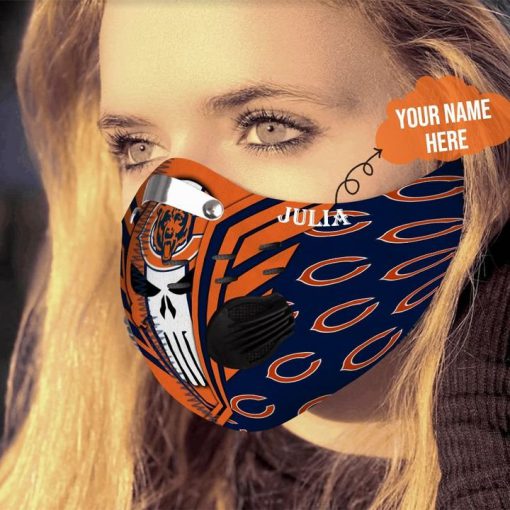 Personalized skull chicago bears filter activated carbon face mask 3