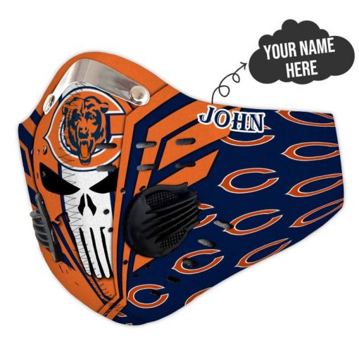 Personalized skull chicago bears filter activated carbon face mask 4