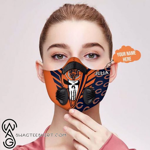Personalized skull chicago bears filter activated carbon face mask