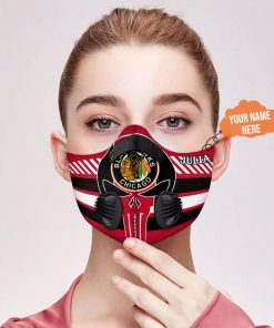 Personalized skull chicago blackhawks filter activated carbon face mask 1