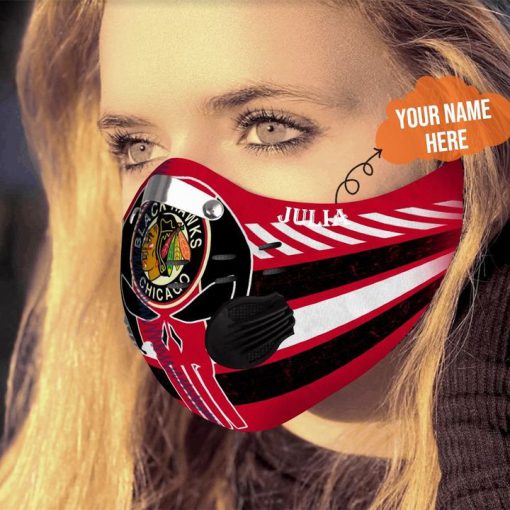 Personalized skull chicago blackhawks filter activated carbon face mask 3