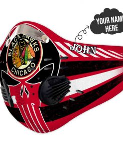 Personalized skull chicago blackhawks filter activated carbon face mask 4