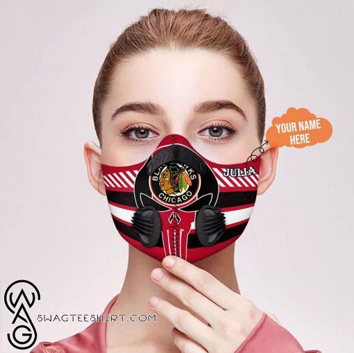 Personalized skull chicago blackhawks filter activated carbon face mask