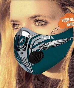 Personalized skull philadelphia eagles filter activated carbon face mask 3