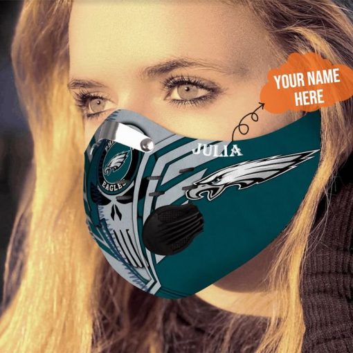 Personalized skull philadelphia eagles filter activated carbon face mask 3