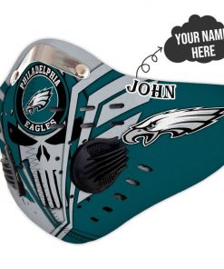 Personalized skull philadelphia eagles filter activated carbon face mask 4