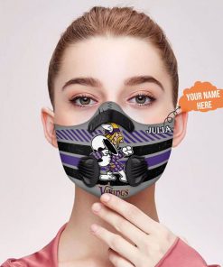 Personalized snoopy minnesota vikings filter activated carbon face mask 1