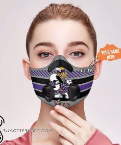 Personalized snoopy minnesota vikings filter activated carbon face mask