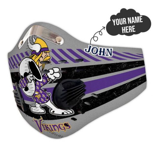 Personalized snoopy minnesota vikings filter activated carbon face mask 4