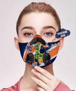 Personalized the grinch chicago bears filter activated carbon face mask 1