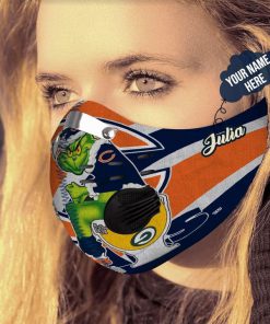 Personalized the grinch chicago bears filter activated carbon face mask 3