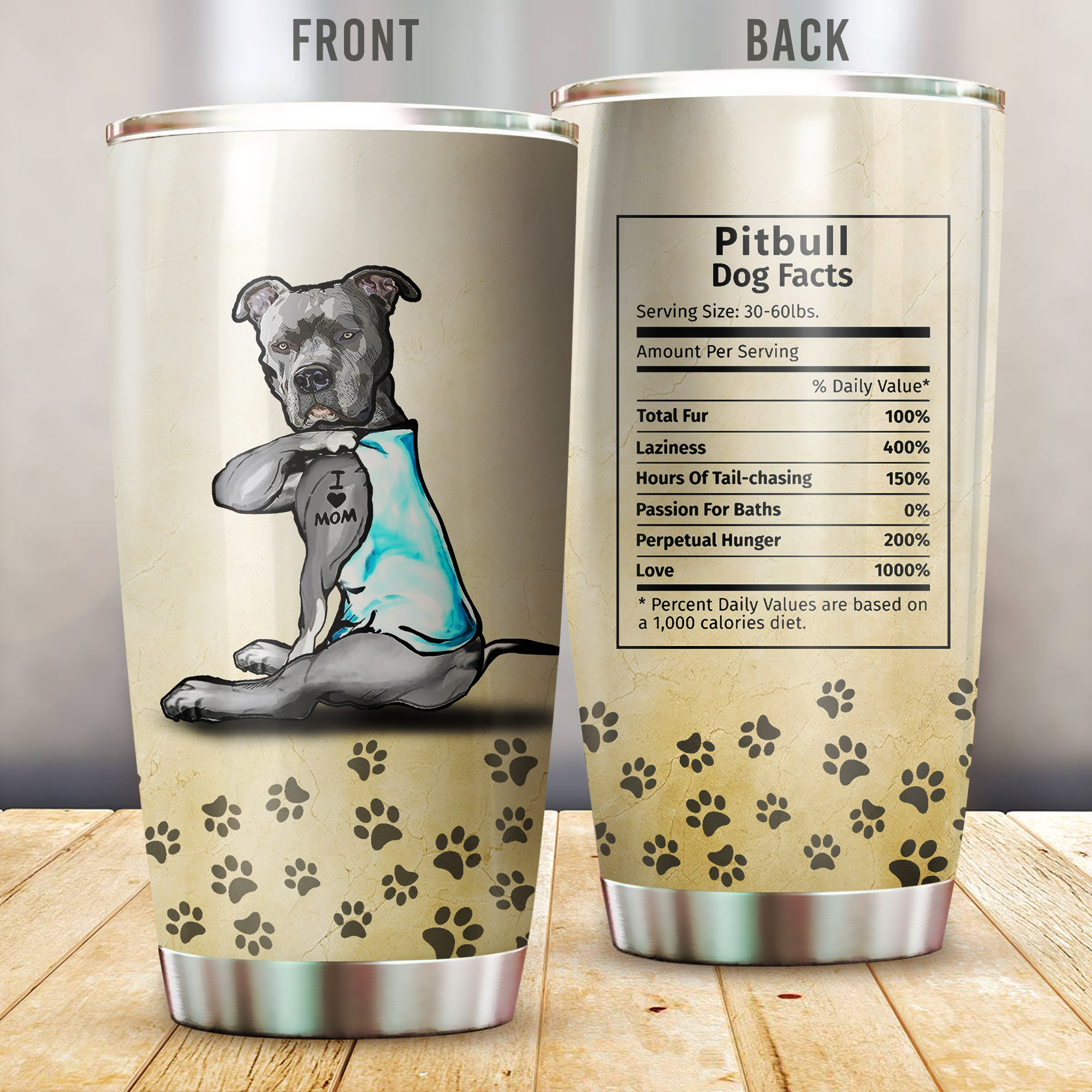 Pitbull dog facts all over printed tumbler 1