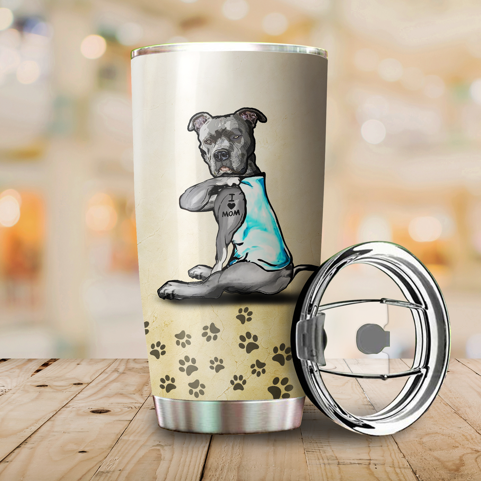 Pitbull dog facts all over printed tumbler 3