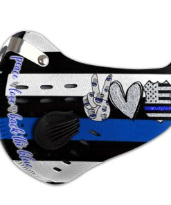 Police officer peace love back the blue carbon pm 2,5 face mask 1