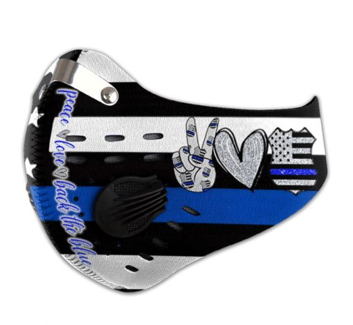Police officer peace love back the blue carbon pm 2,5 face mask 2