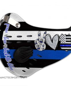 Police officer peace love back the blue carbon pm 2,5 face mask