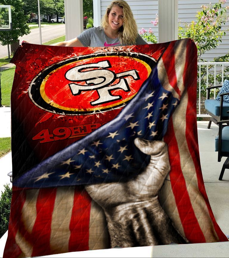 San francisco 49ers american flag full printing quilt 1