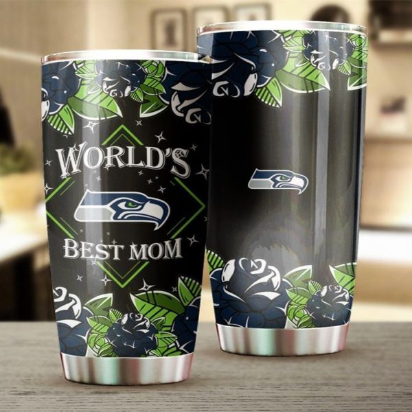 Seattle seahawks world's best mom all over printed steel tumbler 1