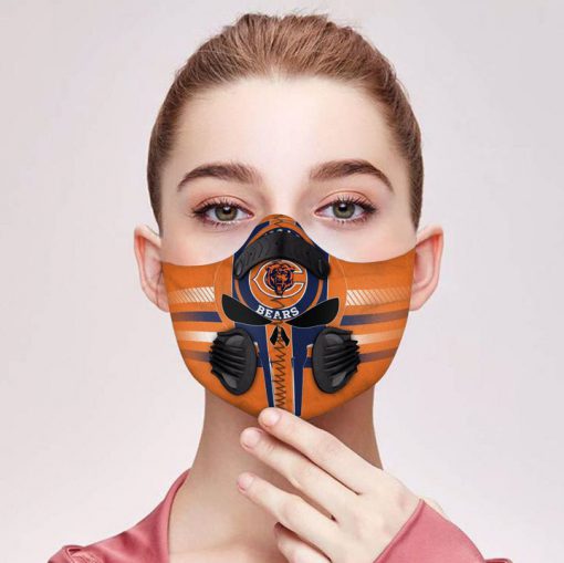 Skull chicago bears filter activated carbon face mask 1