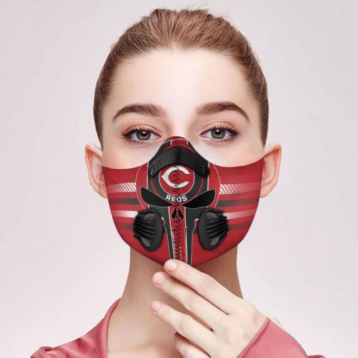 Skull cincinnati reds filter activated carbon face mask 3