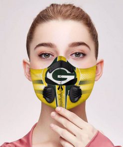 Skull green bay packers logo filter activated carbon face mask 1
