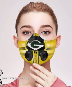 Skull green bay packers logo filter activated carbon face mask