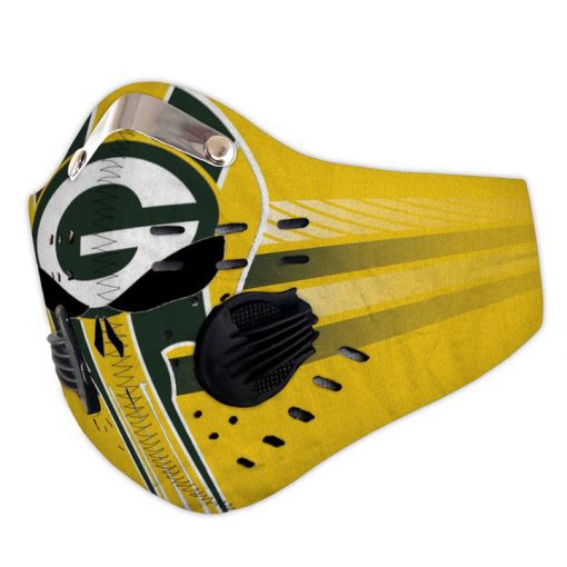 Skull green bay packers logo filter activated carbon face mask 4
