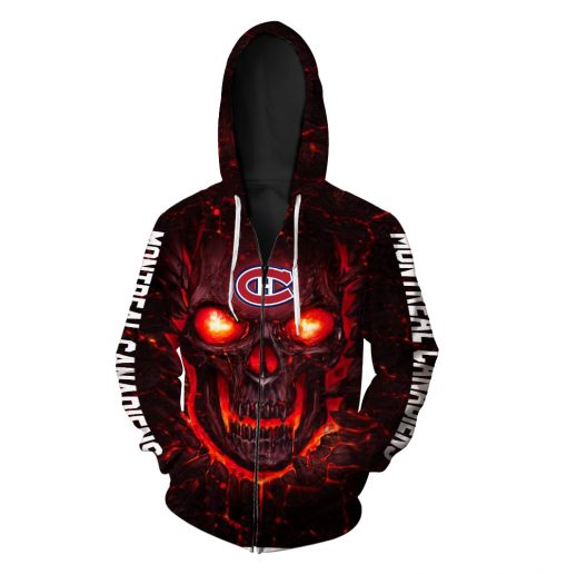 Skull montreal canadiens full over print zip hoodie
