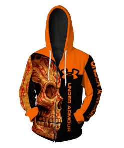 Sugar skull under armour full over print zip hoodie