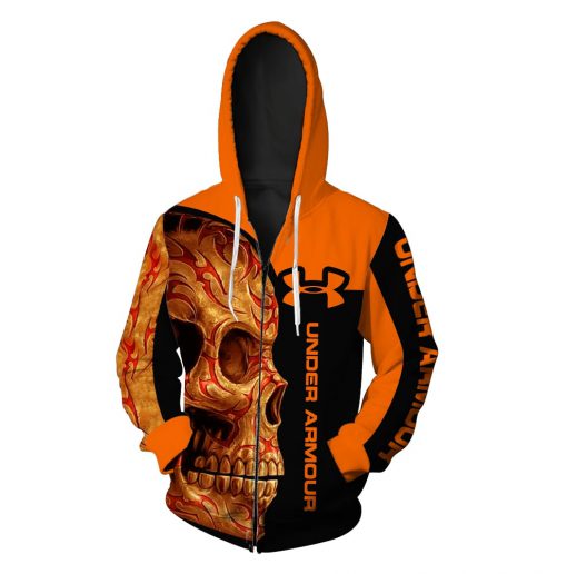 Sugar skull under armour full over print zip hoodie